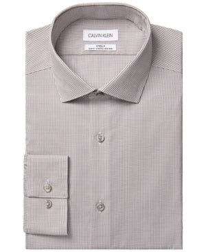 Calvin Klein Men's Slim-Fit Non-Iron Button Down Shirt Taupe 15