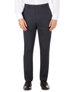 Calvin Klein Men's Slim-Fit Mini-Check Dress Pants 36W X 34L Navy