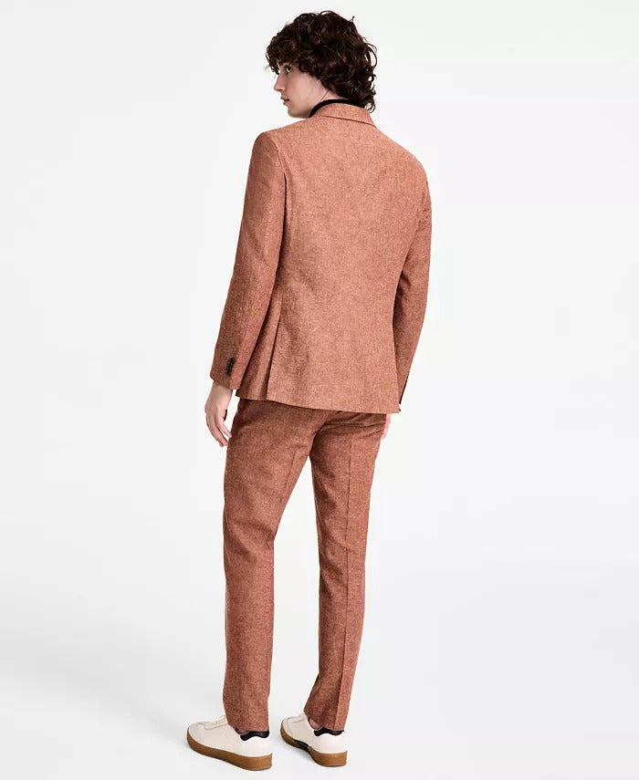 Tommy Hilfiger Mens Modern fit Linen Cotton Suit Jacket Blazer 40 L Rust Solid