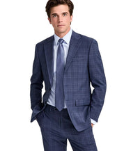 Calvin Klein Mens Slim fit Wool Suit Jacket Blazer 44 L Navy Blue Plaid