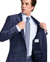 Calvin Klein Mens Slim fit Wool Suit Jacket Blazer 44 L Navy Blue Plaid