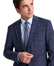 Calvin Klein Mens Slim fit Wool Suit Jacket Blazer 44 L Navy Blue Plaid