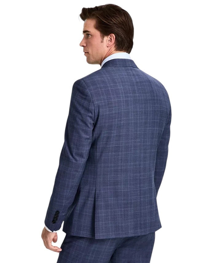 Calvin Klein Mens Slim fit Wool Suit Jacket Blazer 44 L Navy Blue Plaid