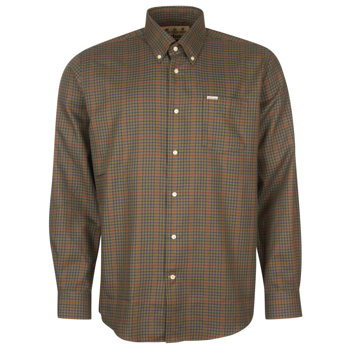 Barbour Mens Henderson Thermo Check Shirt Green Medium