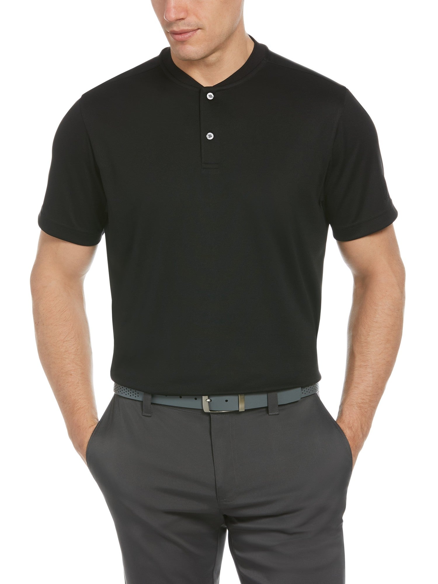 PGA TOUR Apparel Mens Regular fit Short Sleeve Polo Shirt Small Black Solid