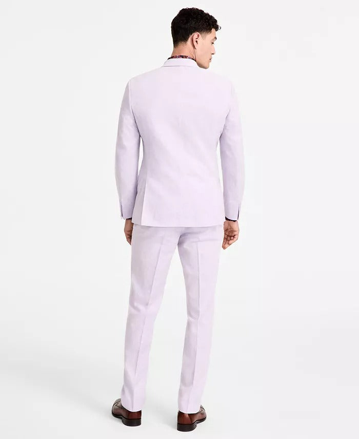 Bar Iii Mens Slim fit Suit Jacket Blazer 40 L Lavender Purple Solid Linen