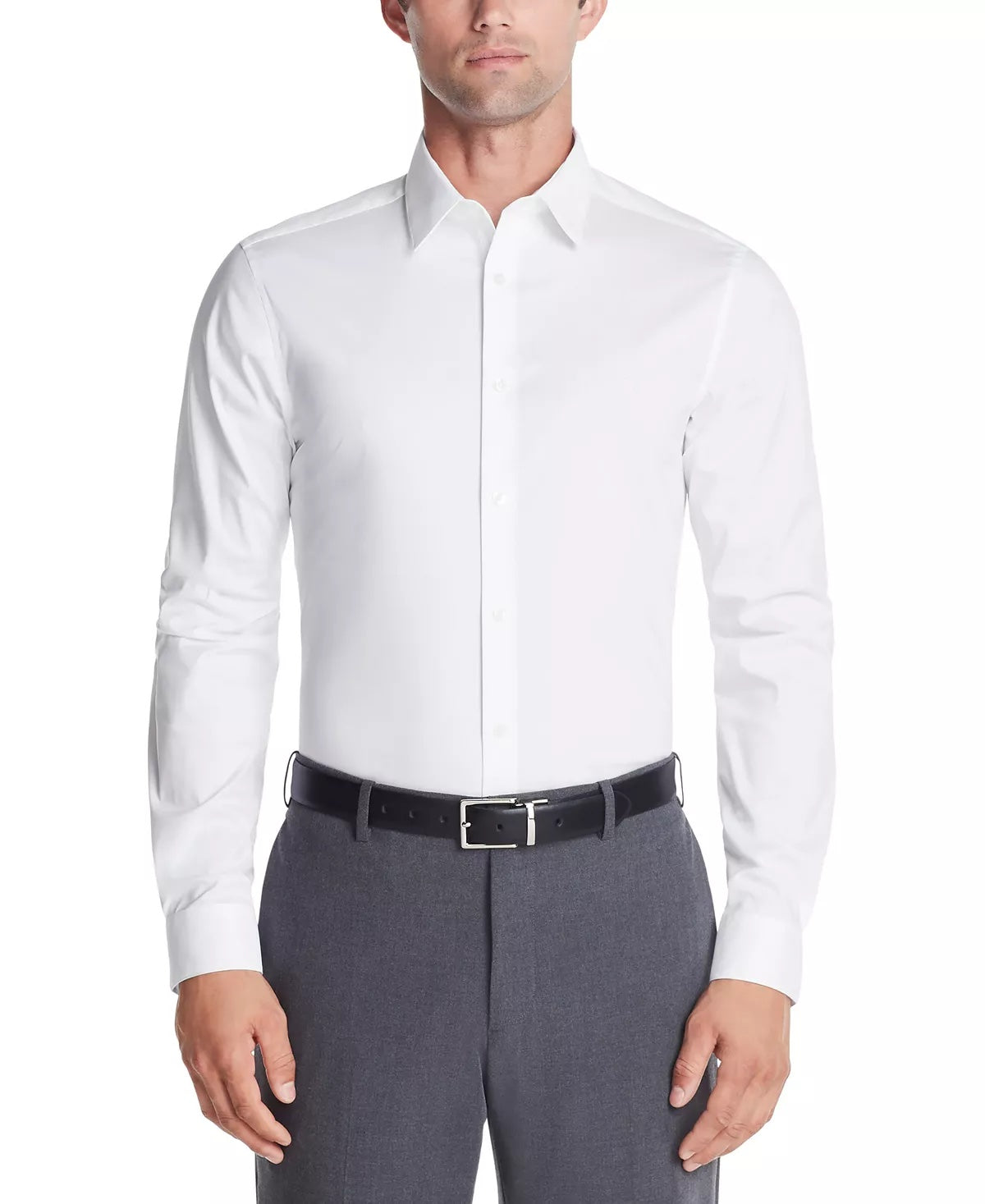 Calvin Klein Mens Slim Fit Button Down Dress Shirt White 17 36 37