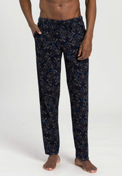 Hanro Mens Relaxed Fit Knit Lounge Pajama Pants Blue Multi Large
