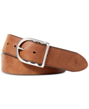 Polo Ralph Lauren Mens Distressed Leather Belt Brown 34