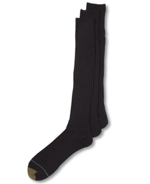 Gold Toe Mens Over the Calf Dress Socks Black Size 10 to 13