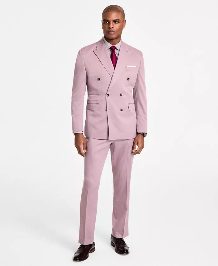 Tayion Mens Classic fit Suit Jacket Blazer 44 S Pink Solid