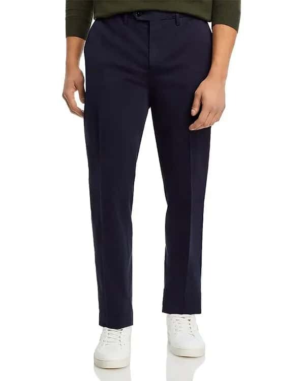 Canali Mens Garment Dyed Regular Fit Cotton Pants Size 34 Navy Blue