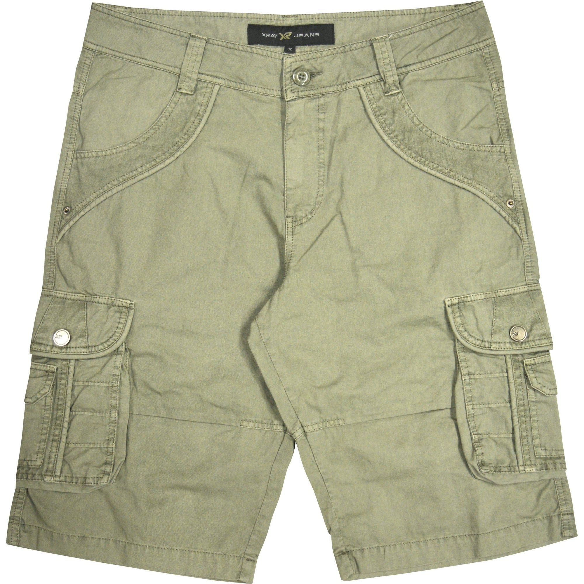 X-Ray Men's Belted Double Pocket Cargo Shorts  Green 36