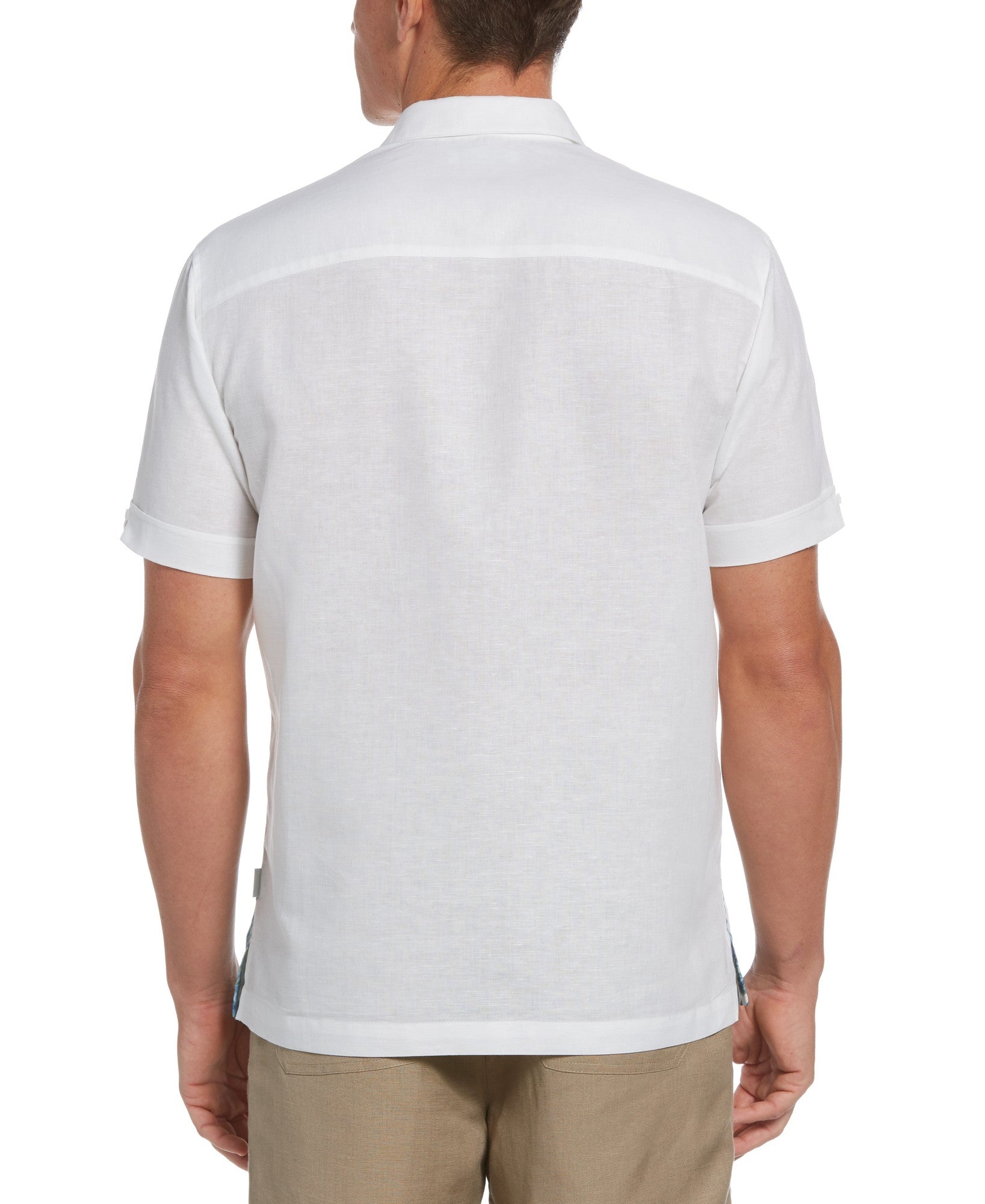 Cubavera Mens Palm Print Button Down Shirt White Medium