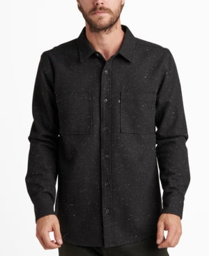 Junk Food Mens Gordy Flecked Collared Button Down Shirt Black Medium