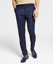 Bar Iii Mens Skinny fit Dress Pants 33 / 30 Navy Blue Plaid Wool