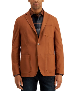 Alfani Mens Classic Fit Textured Knit Sport Coat Tortoise Shell Brown XL