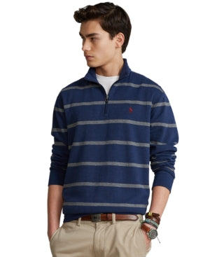 Polo Ralph Lauren Mens Jersey Quarter-Zip Pullover Shirt Blue Medium Sweater