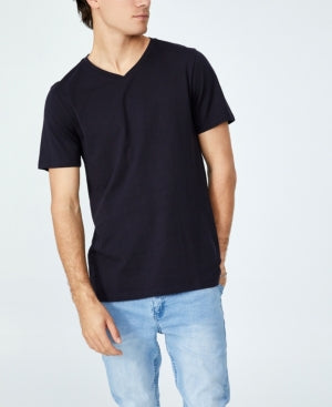 Cotton On Mens Organic Cotton V Neck T Shirt Black Small