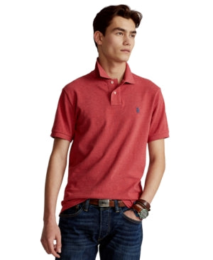 Polo Ralph Lauren Mens Custom Slim Fit Mesh Polo Shirt Red Medium