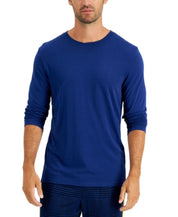 Club Room Mens Chatham Knit Long Sleeve Pajama Shirt Blue Large