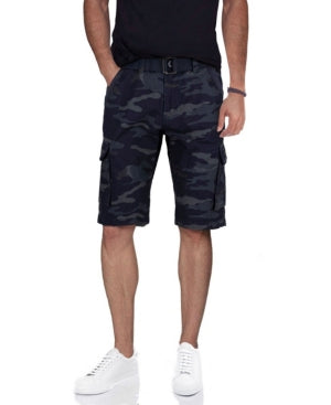 X-Ray Men's Belted Twill Tape 12.5 Cargo Shorts Blue Camo 38