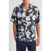nn07 mens hank 5719 floral print button-up camp shirt large purple