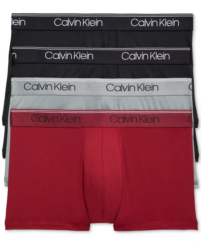 Calvin Klein Mens 4 Pack Micro Stretch Underwear Low Rise Trunks Red Multi