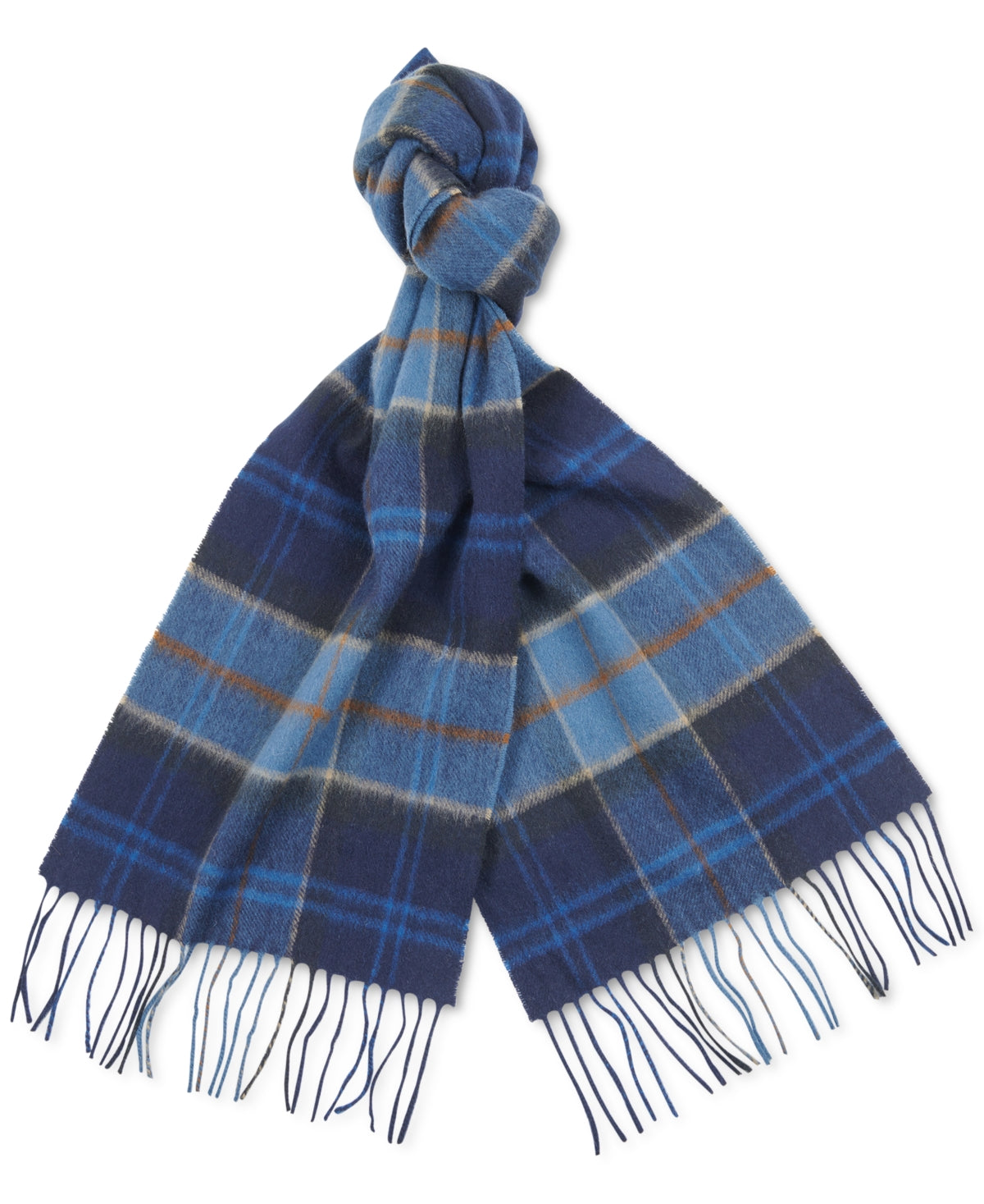 Barbour Mens Tartan Tassel Scarf Midnight Blue One Size