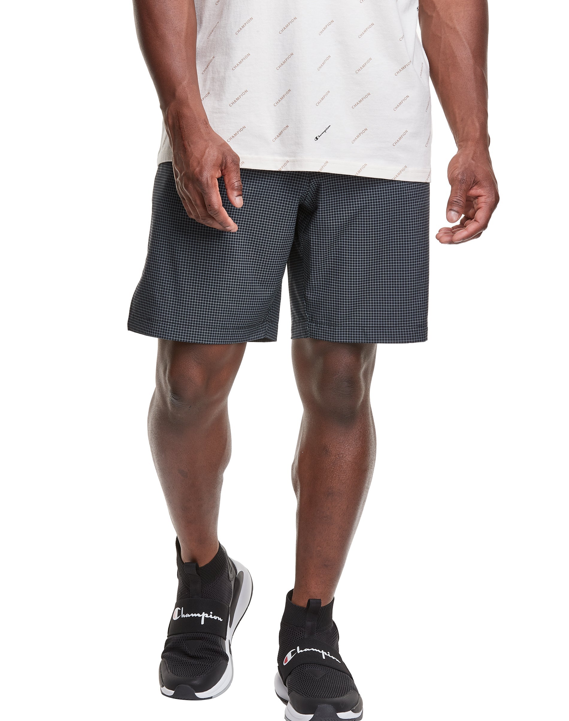 Champion Men's Standard Fit Stretch Camouflage 9 Sport Shorts Black Grey Large
