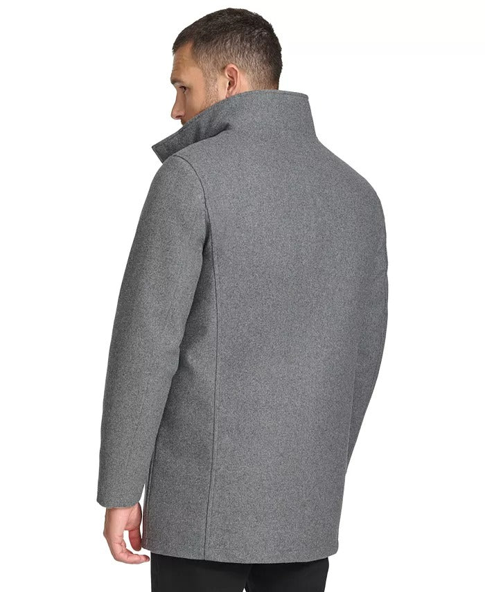 Calvin Klein Men's Walker Coat Jacket Detachable Faux Fur Collar Grey Large
