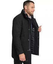 Calvin Klein Men's Walker Coat Detachable Faux Fur Collar Black Small