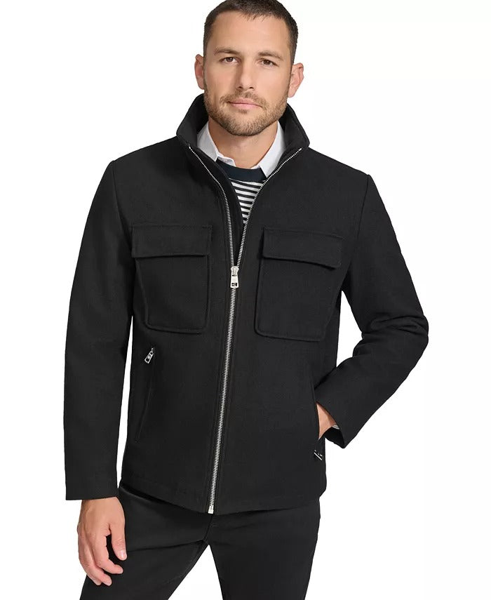 Calvin Klein Men's Hipster Full Zip Jacket Coat Zip Out Hood Black XXL