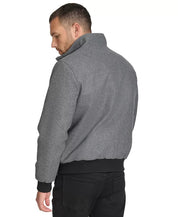 Calvin Klein Men's Wool Bomber Jacket With Knit Trim Medium Grey