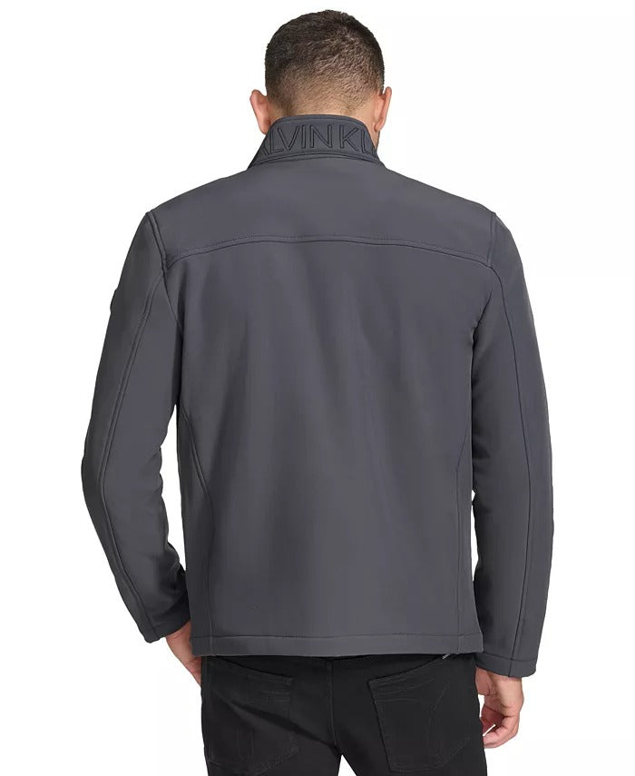 Calvin Klein Men's Soft Shell Open Bottom Zip Jacket Grey Small