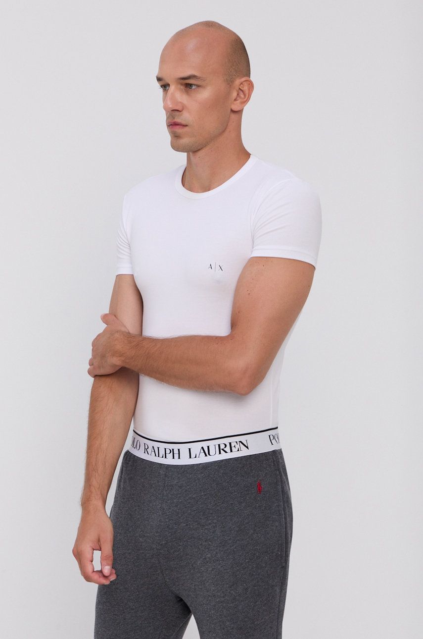 Ax Armani Exchange Mens Regular fit 2 Pack Crewneck T-Shirt Large White Stretch