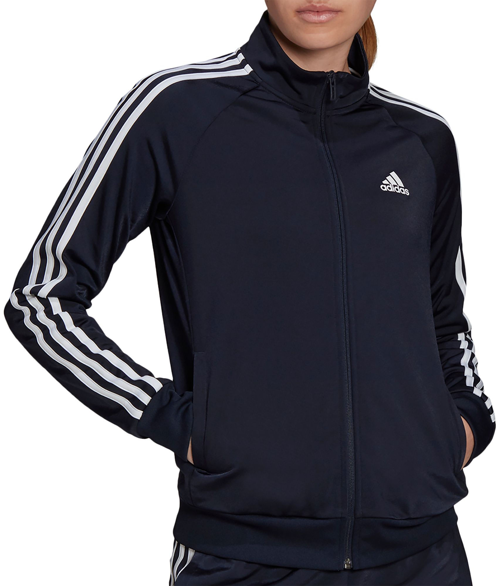 Adidas Women Track Jacket Coat 4X Blue Solid