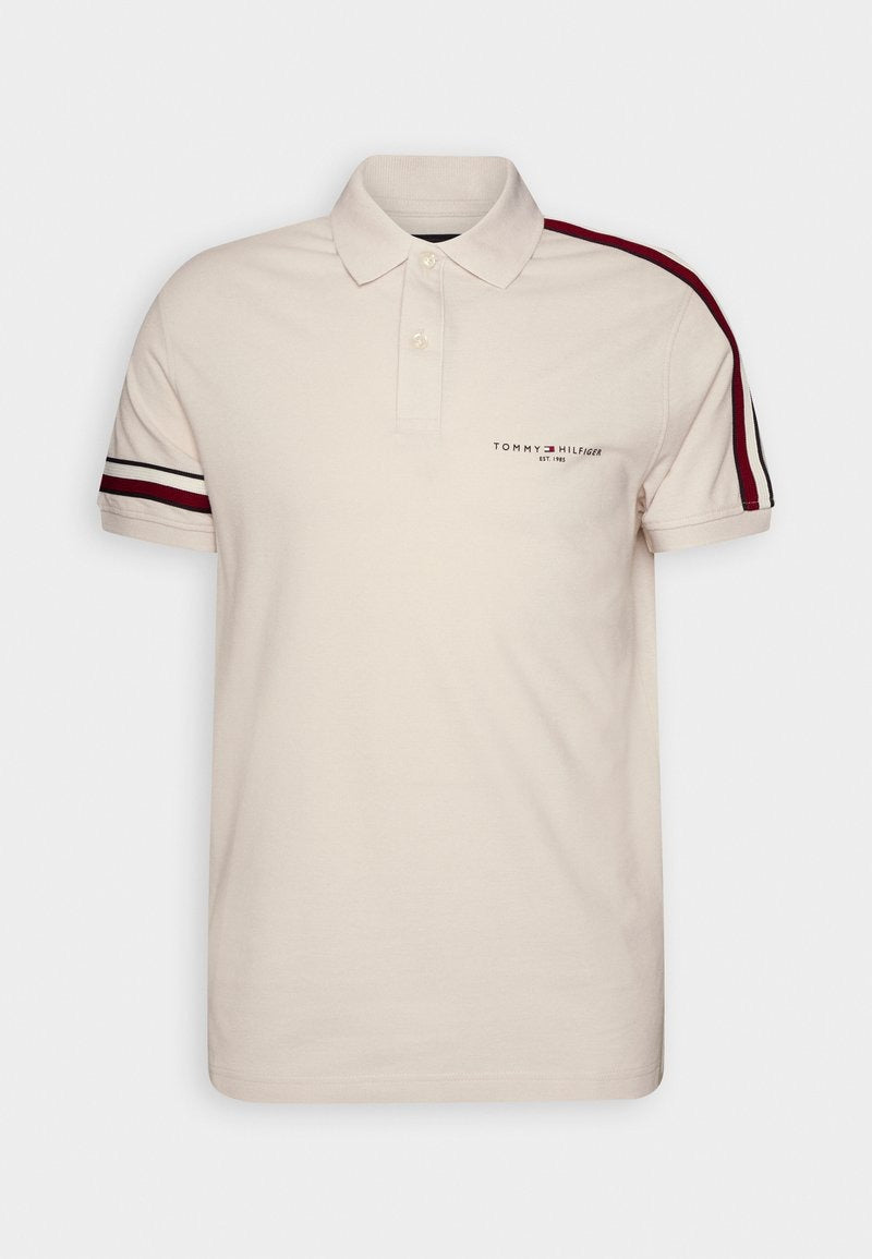 TOMMY HILFIGER Men's Global Stripe Regular Fit SS Polo Shirt XXL Natural White