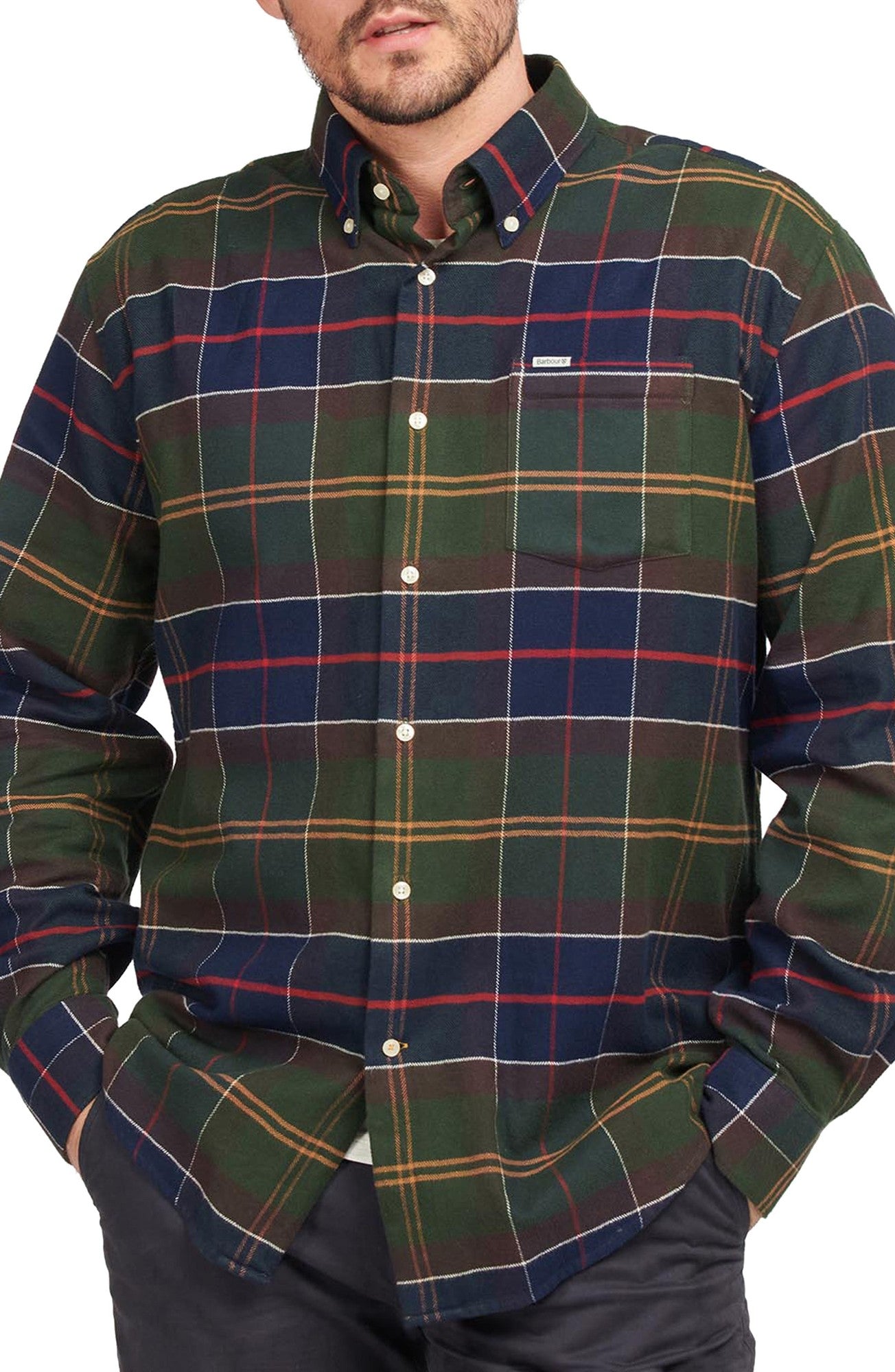 Barbour Men's Hogside Tartan Long sleeve Shirt Button Classic Tartan Large