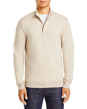 The Men's Store  Marled Quarter Zip Sweater Large Oatmeal Wool