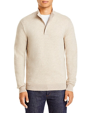 The Men's Store  Marled Quarter Zip Sweater Large Oatmeal Wool