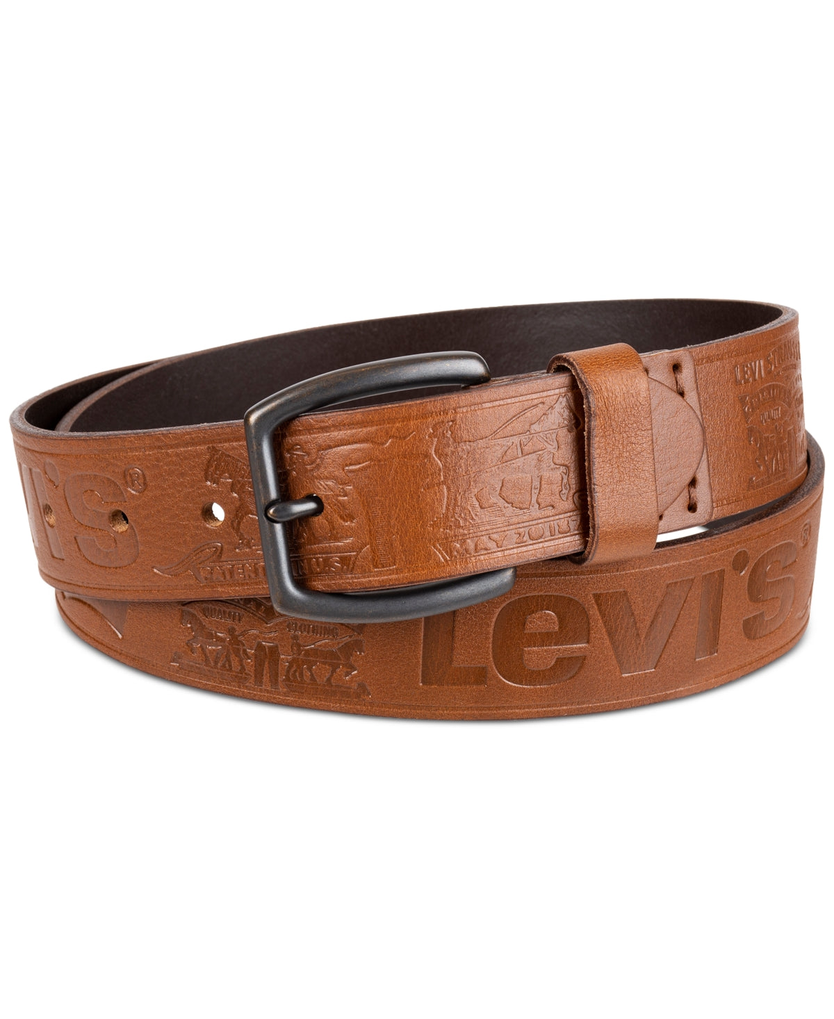 Levis Mens Embossed Leather Belt Brown Small 30 32