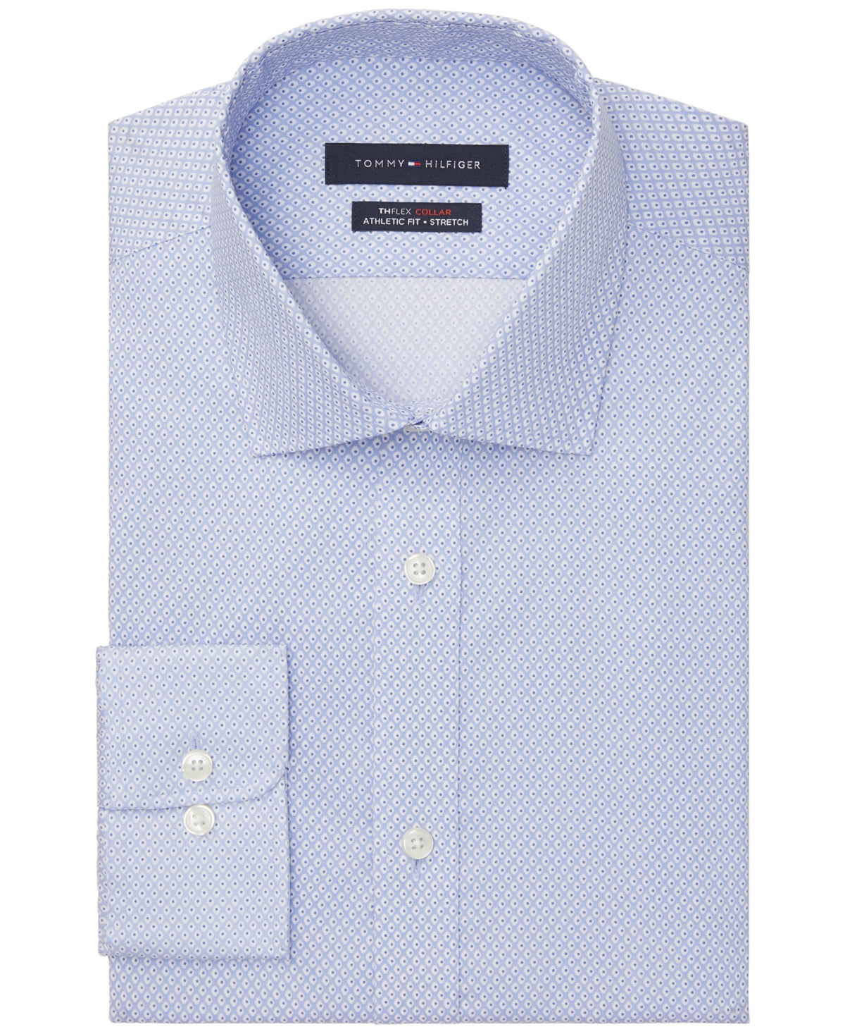 Tommy Hilfiger Men's Athletic Fit Performance Stretch Dress Shirt Blue 18 34 35