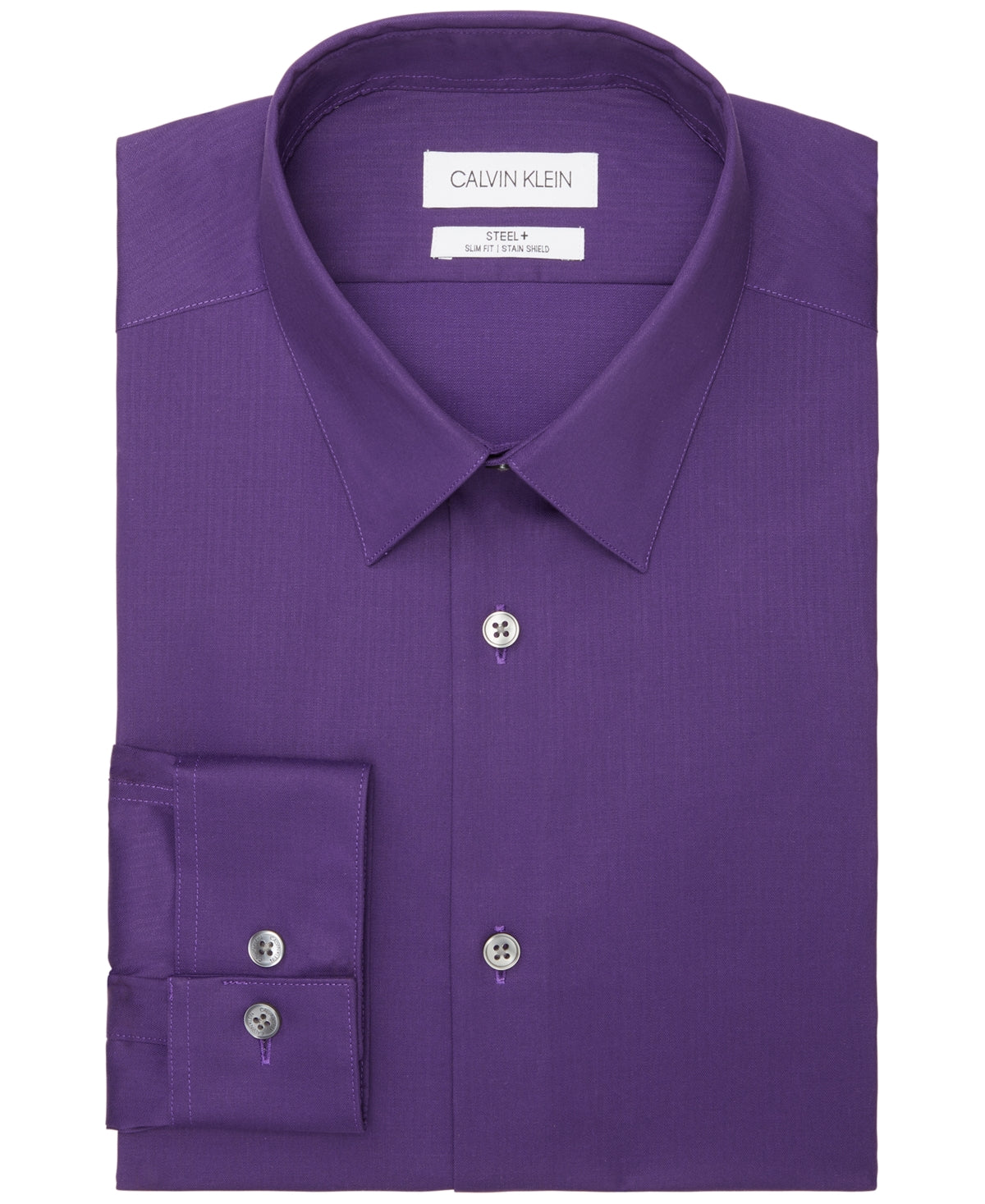 Calvin Klein Men's Steel Slim Fit Solid Dress Shirt Purple 17.5 / 32 - 33