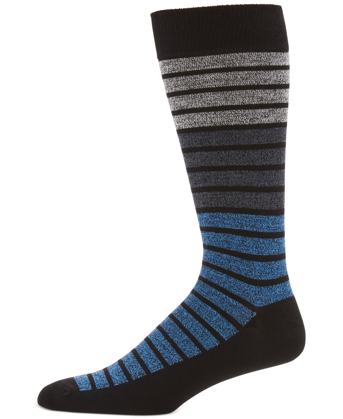 Perry Ellis Portfolio Men's Colorblocked Stripe Moisture Wicking Black Socks