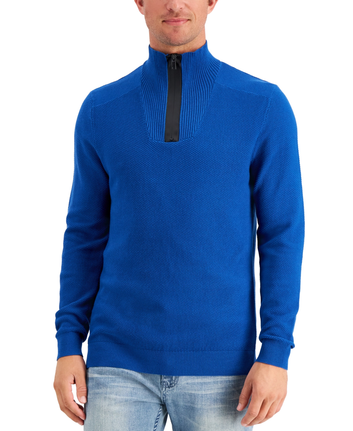 Alfani Men's Quarter zip Sweater Navy Large