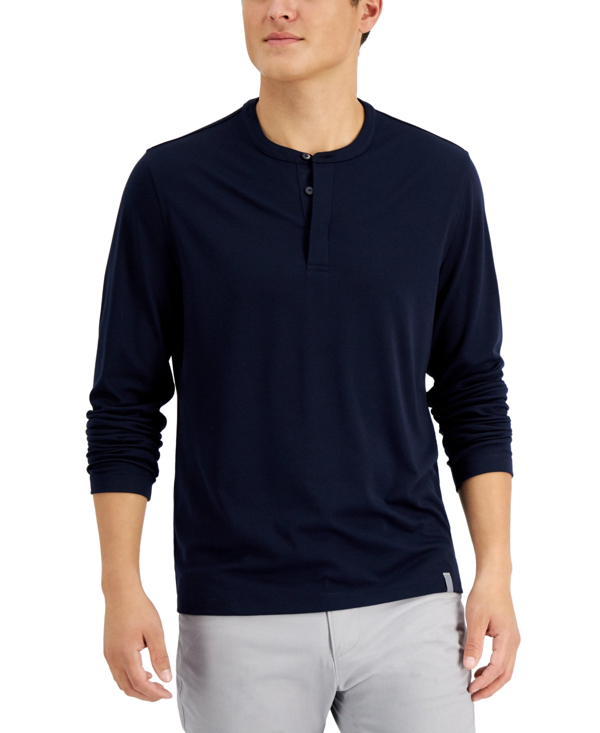 Alfani Mens Alfatech Solid Henley Dark Navy XL