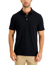 Club Room Men's Textured Short Sleeve Polo Shirt Deep Black Large
