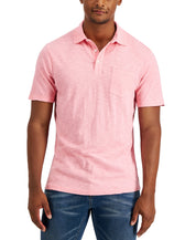 Club Room Mens Regular Fit Textured Polo Shirt Pink Large