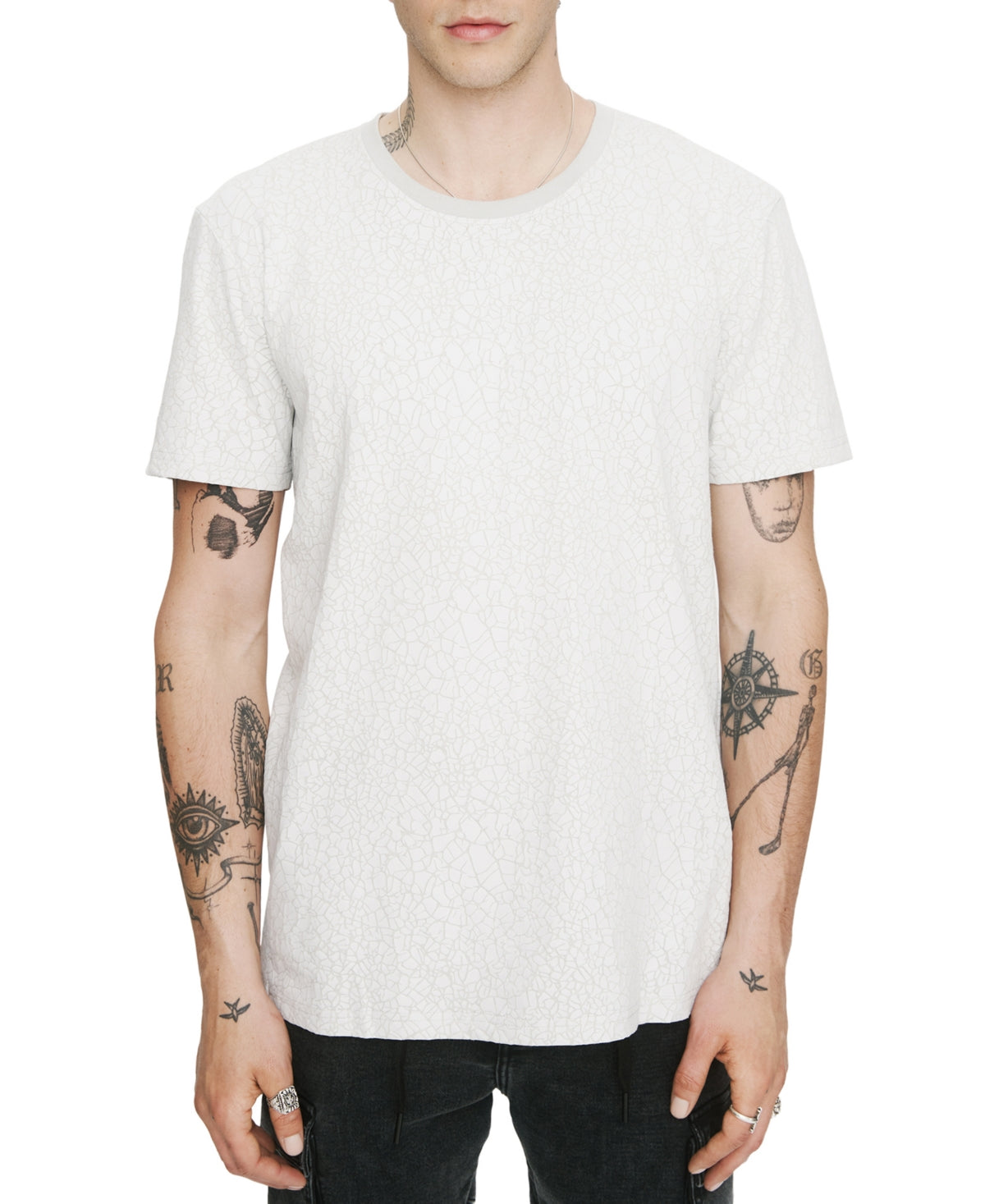 Elevenparis Mens Sandstorm Graphic Short Sleeve T-Shirt Silver Birch Large